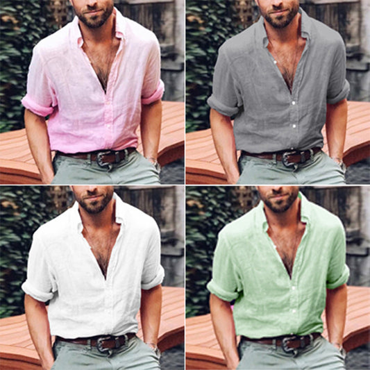 Long sleeve button men's casual shirt