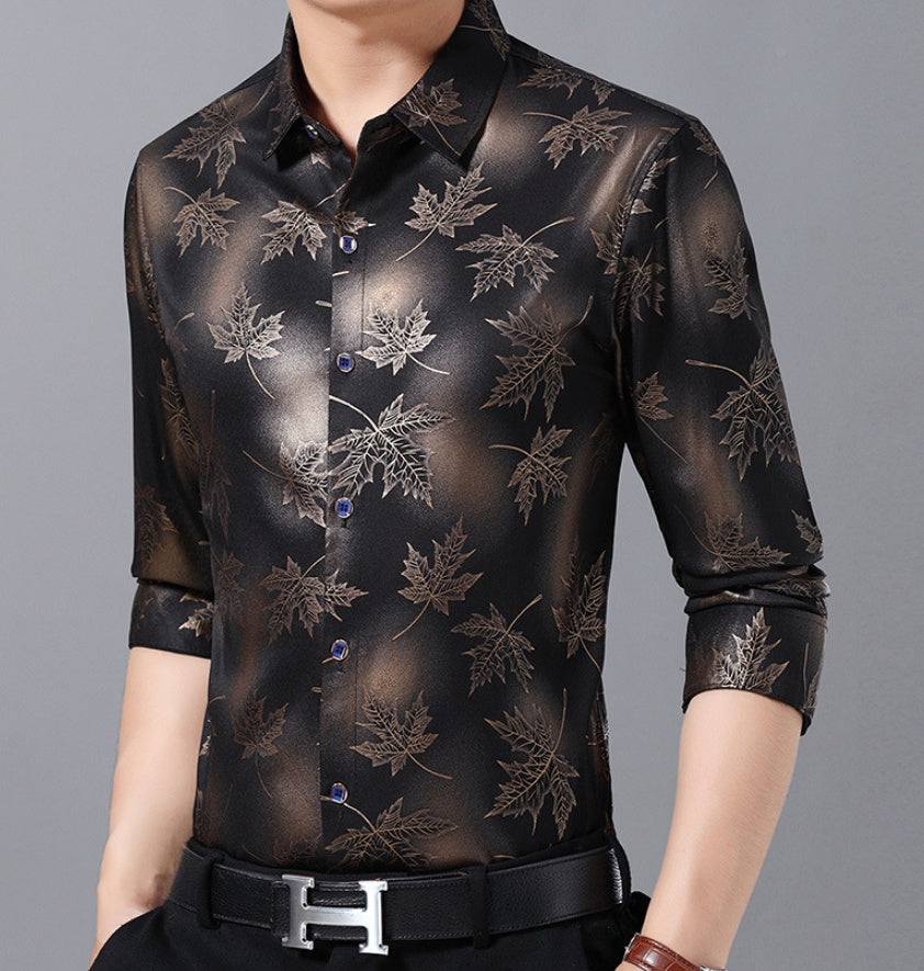 Printed Men's Casual Long Sleeve Shirt