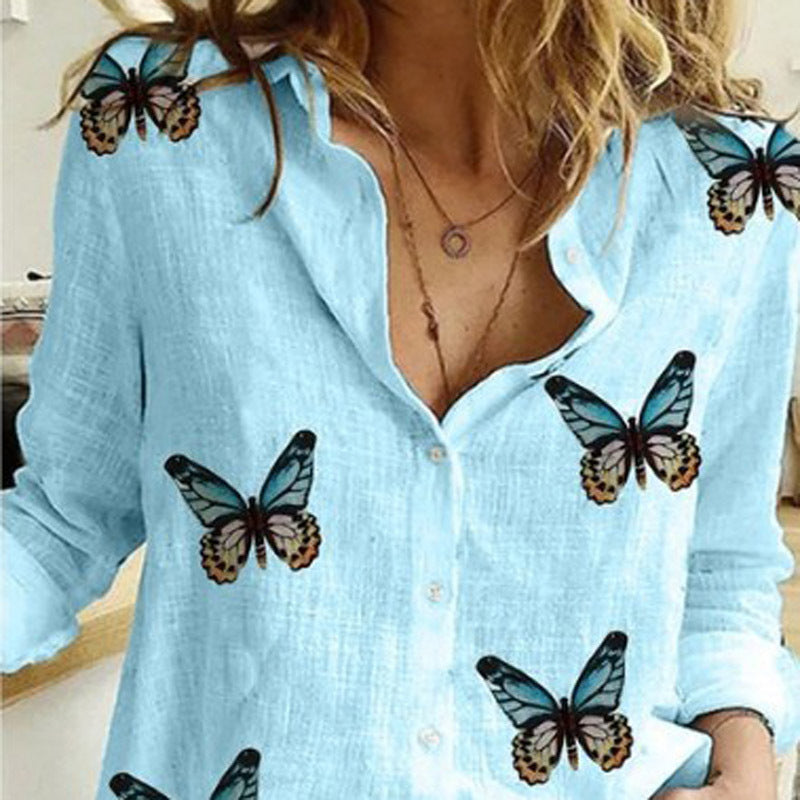 Flutter into summer: Embrace nature's beauty with a butterfly print Hawaiian shirt.