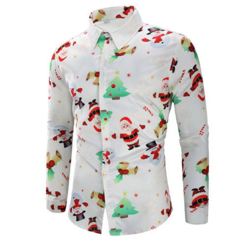Men's Long-Sleeve Holiday Shirt (Printed). Get ready for the holidays with a festive Christmas print on this comfortable long-sleeve shirtUnleash the Holiday Spirit: Men's Long-Sleeve Christmas Shirt (Casual Prints). Show off your festive side with a fun Christmas print on this comfortable shirt.