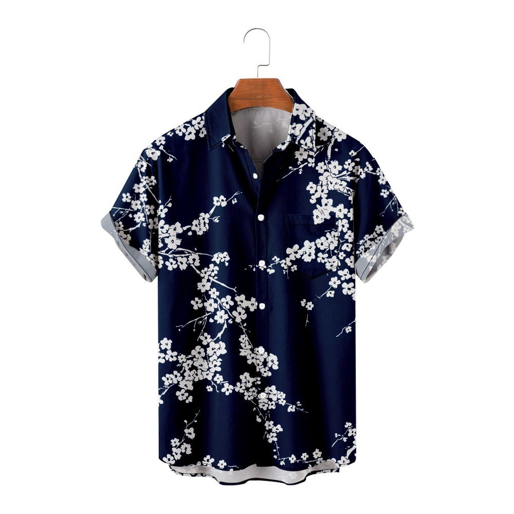 Casual Hawaiian Digital Print Short Sleeve Shirt