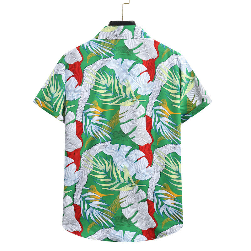 Foreign Trade Men's Floral Shirts Trends Hawaiian Printing Short-sleeved