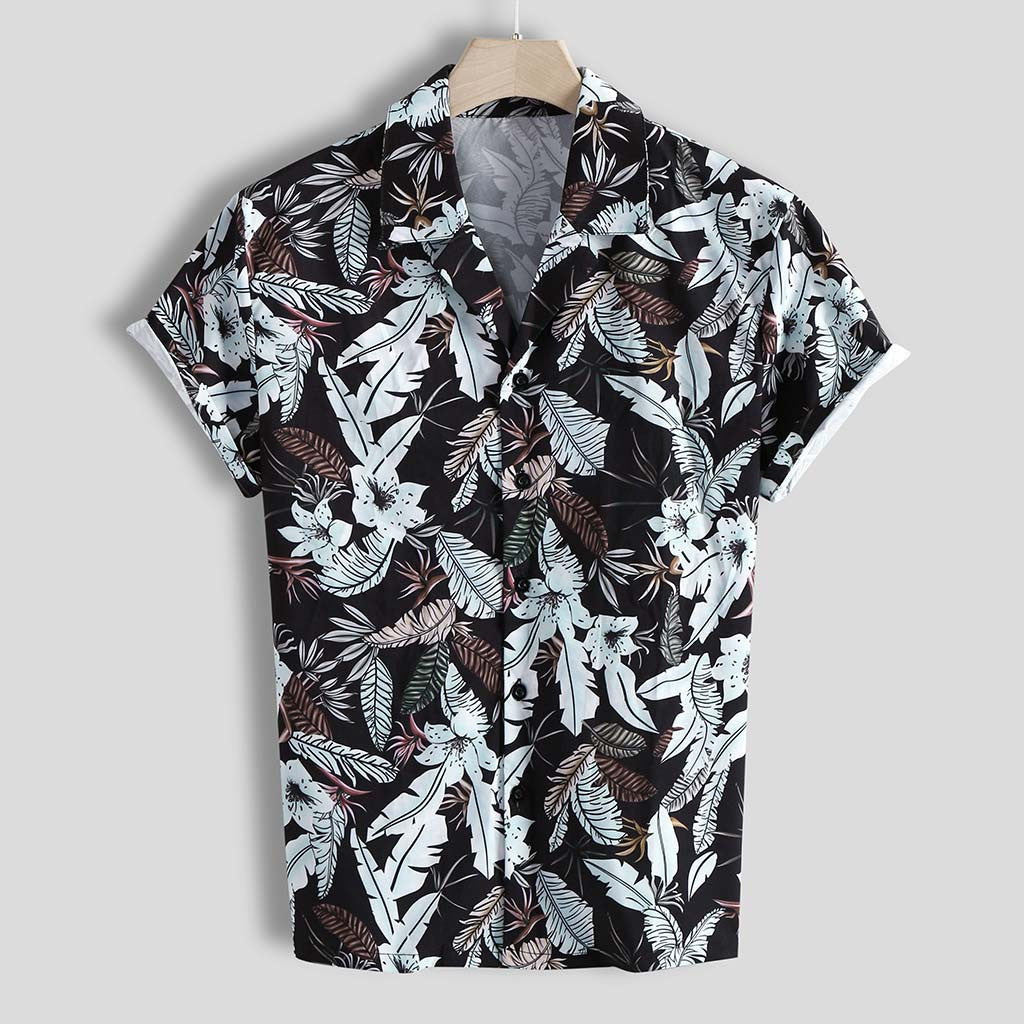 Hawaiian shirt with botanical-inspired design for men