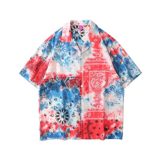 Hawaiian Beach Short Sleeve Cashew Flower Shirt