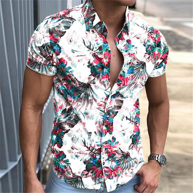 Floral Shirt Men's Casual Shirt Short Sleeve Top