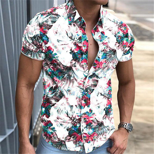 Floral Shirt Men's Casual Shirt Short Sleeve Top