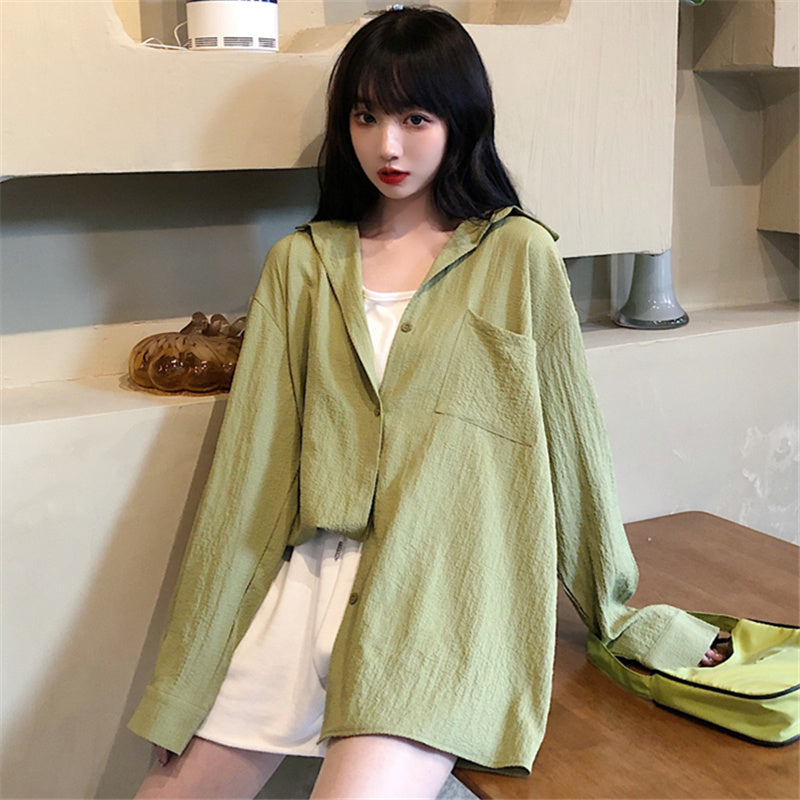 Women's Solid color Loose Fit Beach Shirt