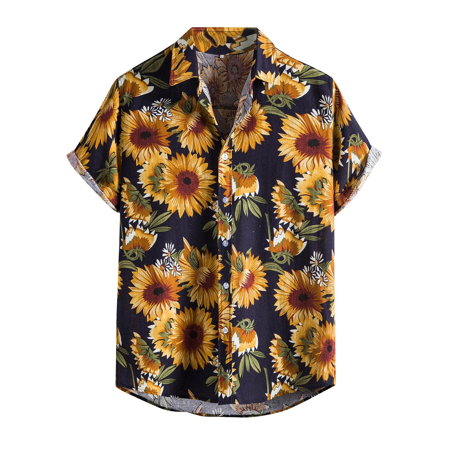 Flower Shirt Male Hawaiian Style Loose Casual Printed Shirt Foreign Trade Men's Short-sleeved Shirt Beach Vacation Top