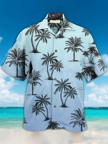 Eye-Catching Santa Style: Men's Digital Print Santa Hawaiian Shirt. Stand out this season with a festive Hawaiian shirt featuring a bold, digitally printed Santa Claus.