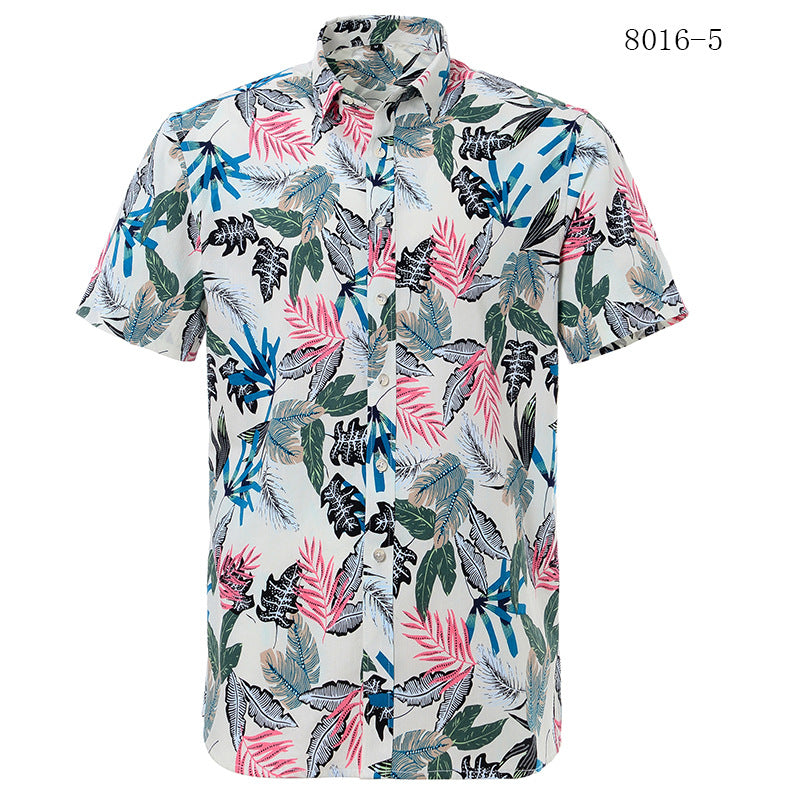 Men's European beach Printed short-sleeved shirt