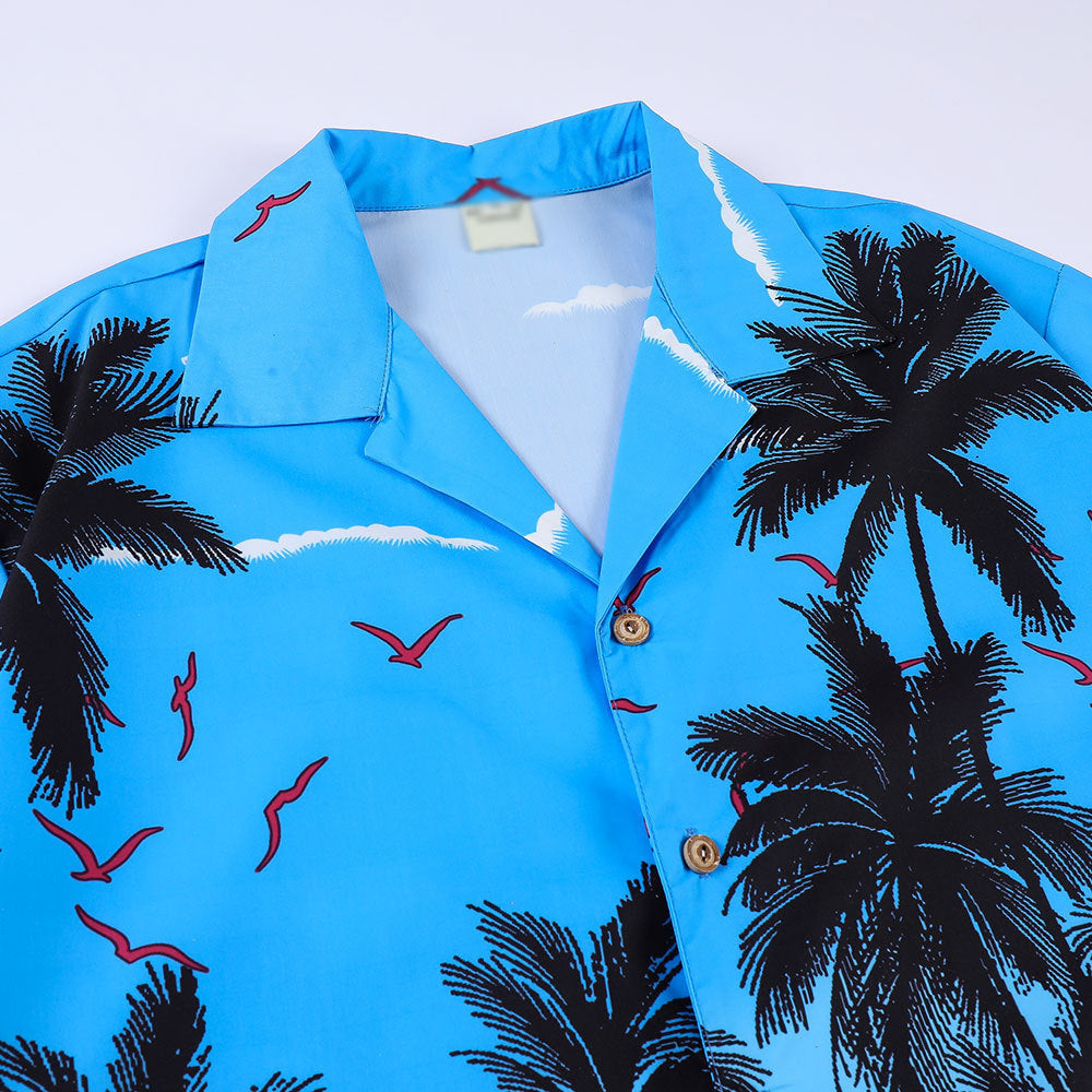 Trendy Loose Lapel Half Sleeve Hawaiian Shirt