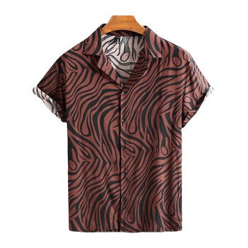 Men's short sleeve shirt with rust zebra print