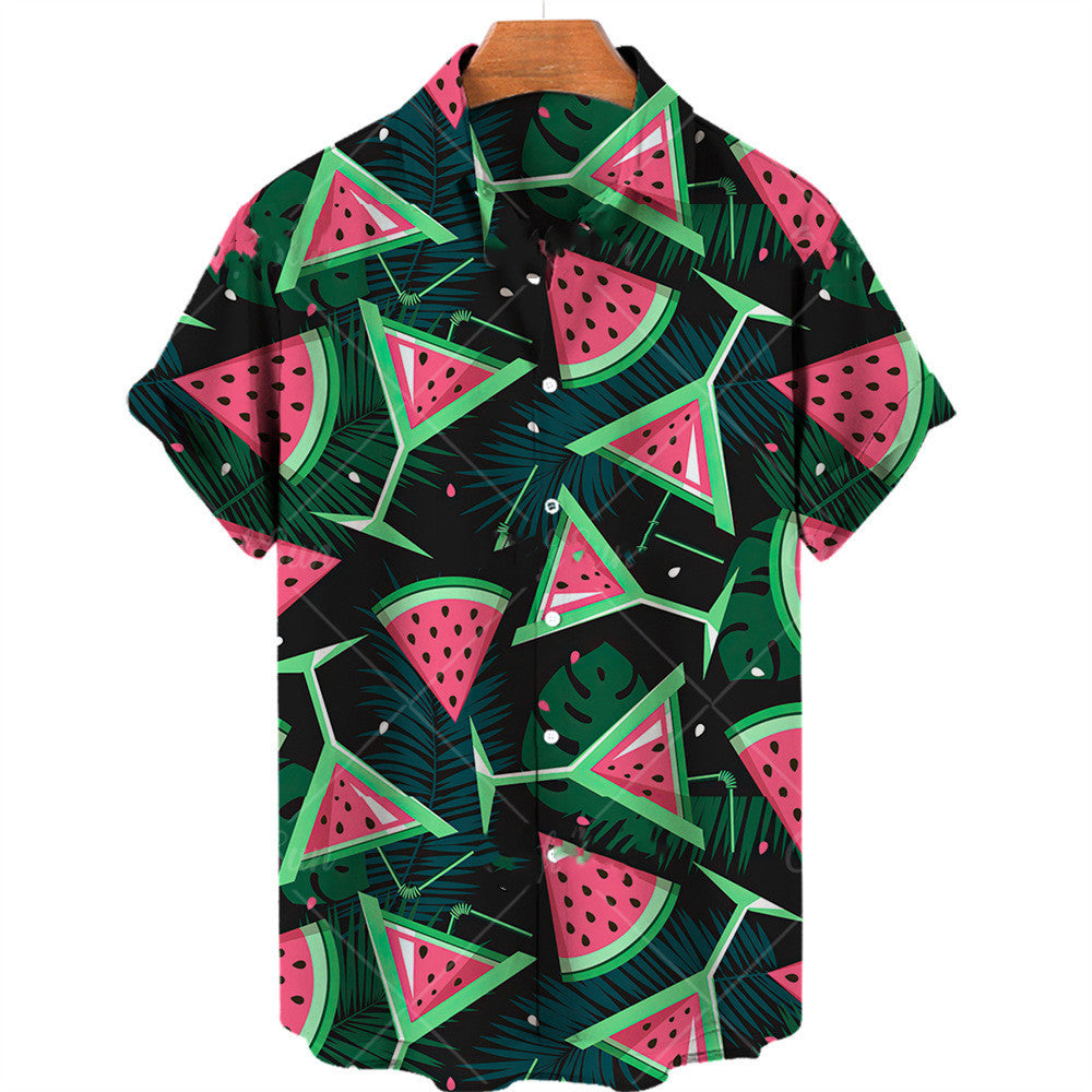 Summer Casual Fruit Print Hawaiian Shirt For Men