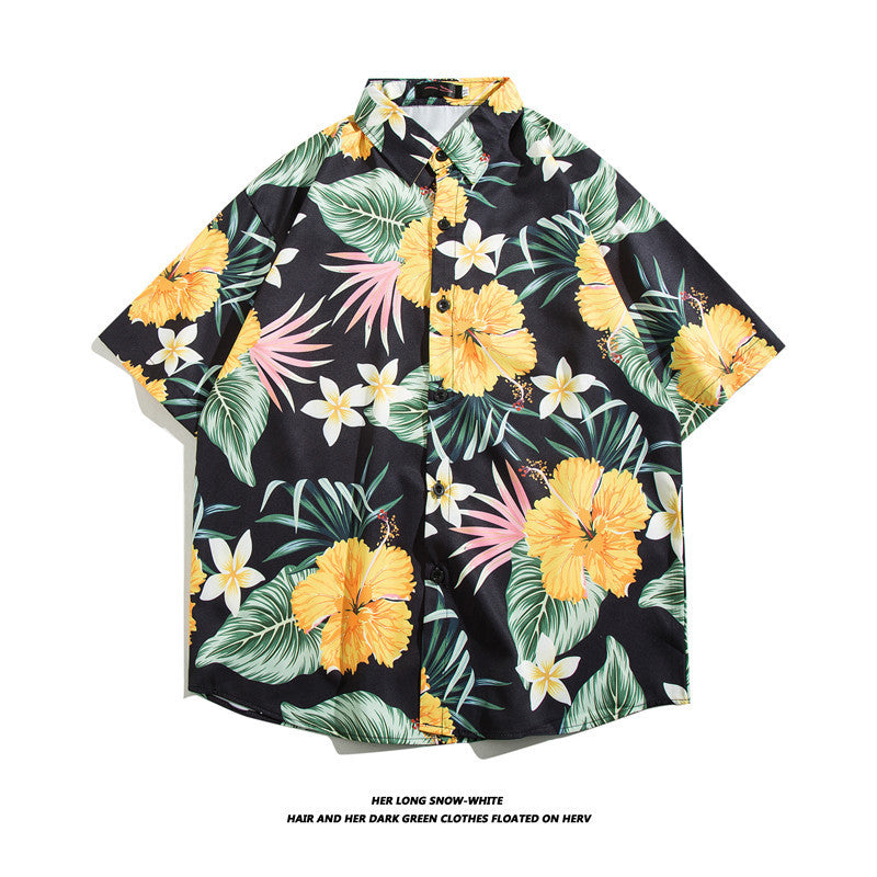 Fashionable Hawaiian Ice Silk Inch Shirt Man