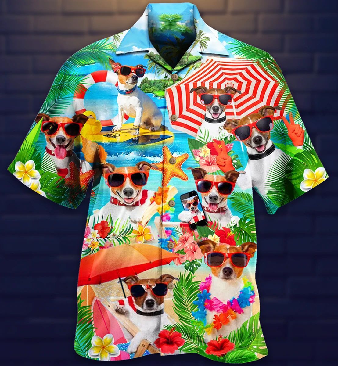 Beachside Santa Surprise: Men's Digital Print Santa Hawaiian Shirt. Surprise everyone with a festive twist - a digitally printed Santa Claus on a tropical Hawaiian shirt.