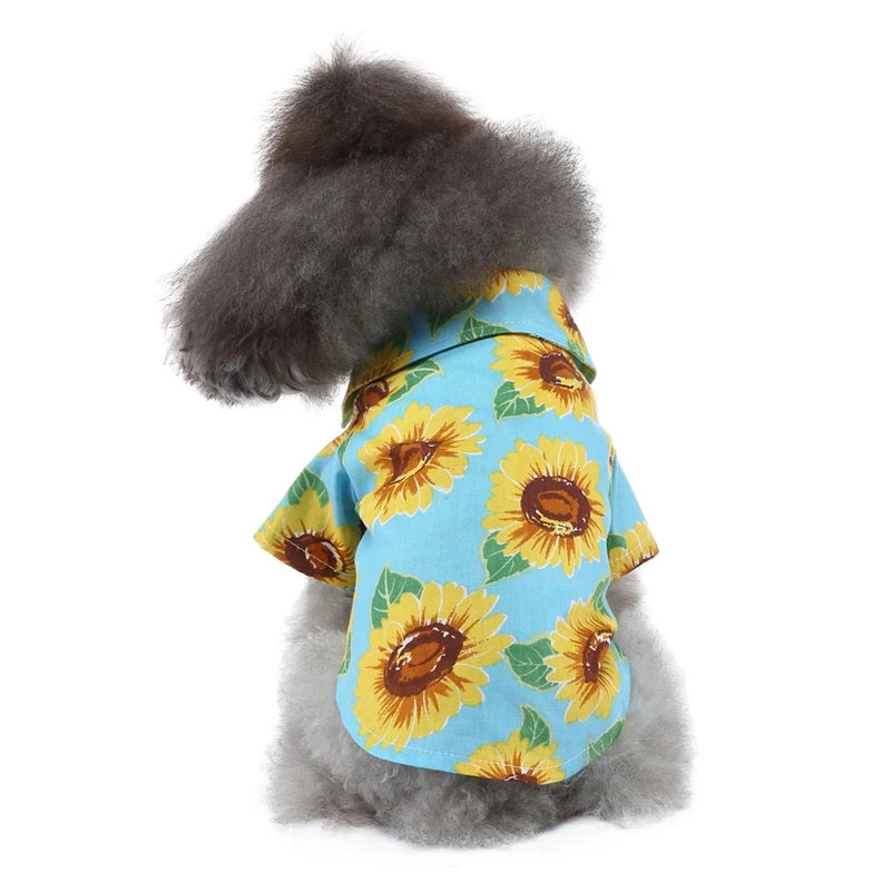 Puppies Summer Comfortable Hawaiian Floral Type Dog Shirt