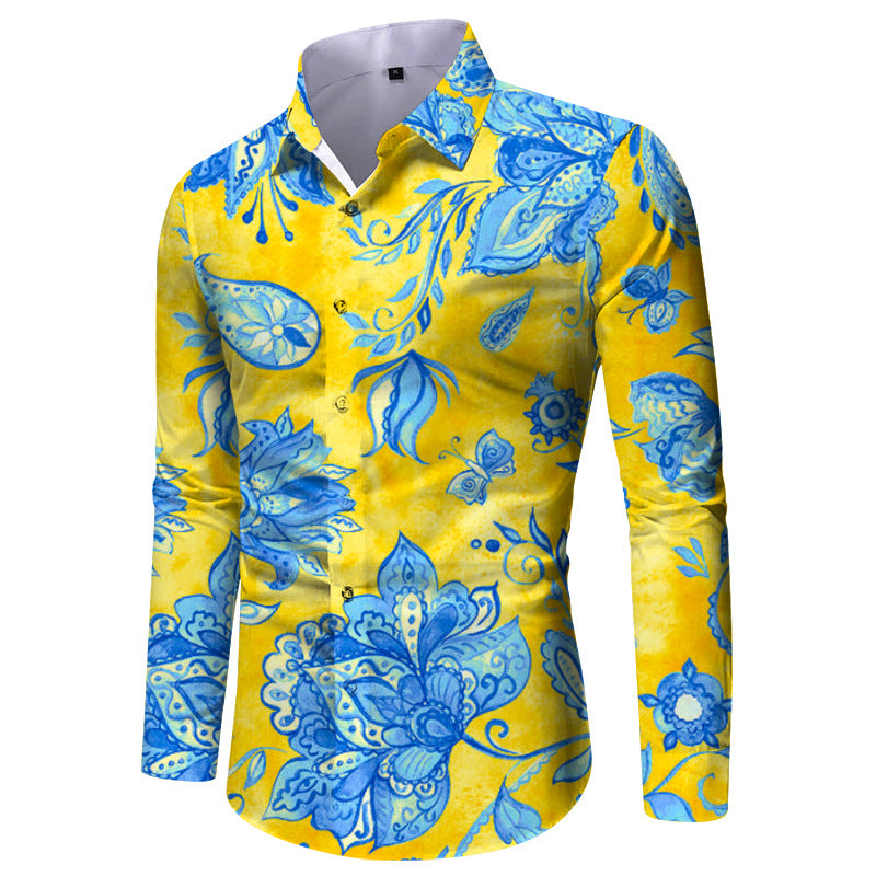 Men's Shirt Fashionable Printed Long Sleeve