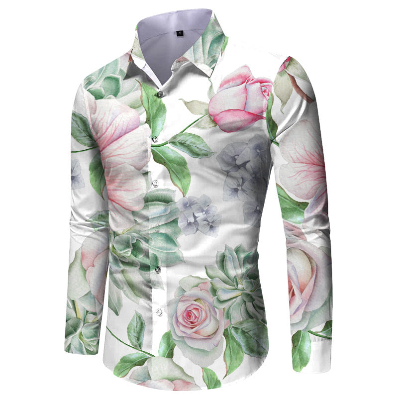 Men's Shirt Fashionable Printed Long Sleeve