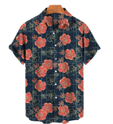 Summer Men's Hawaiian 3D Digital Printing Shirt Short Sleeve