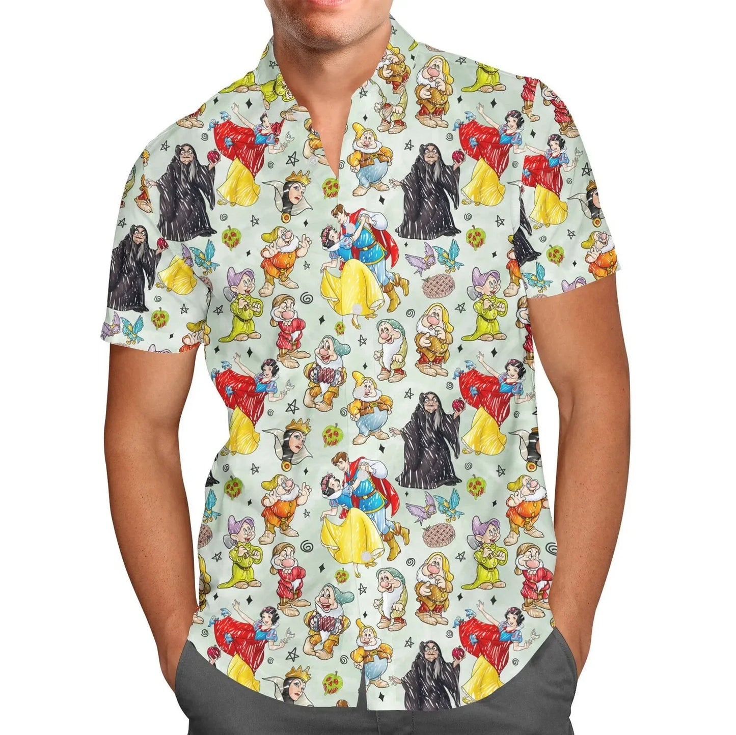 Disney Hero Grumpy Dwarf From Snow White Casual Hawaiian Beach Shirt