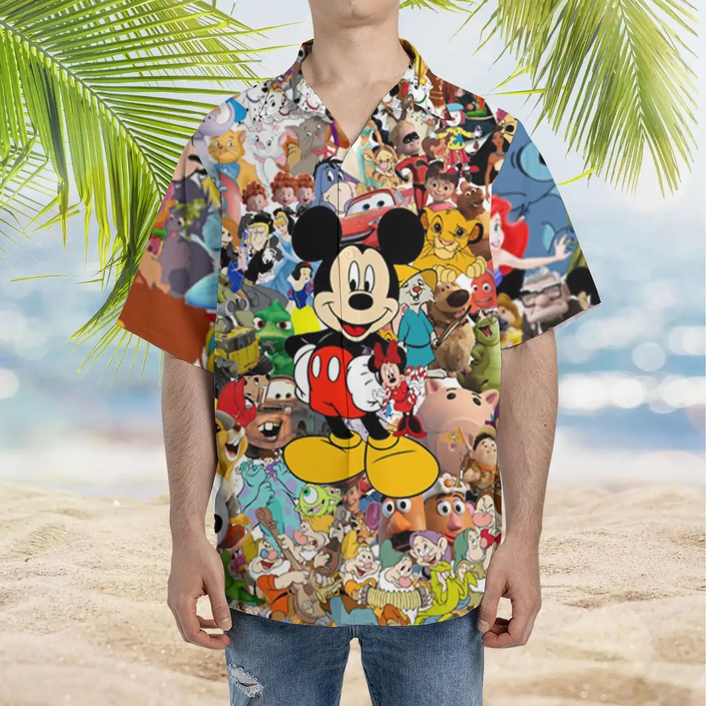 Disney All Cartoons HD Printed Short Sleeve Hawaiian Shirt