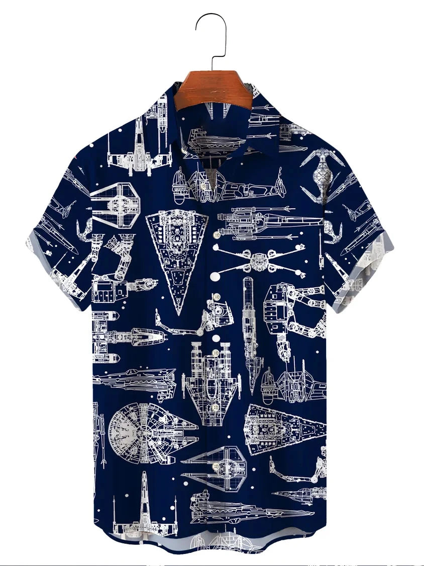 Star Wars All Spaceships Model Printed Retro Blue Hawaiian Shirt