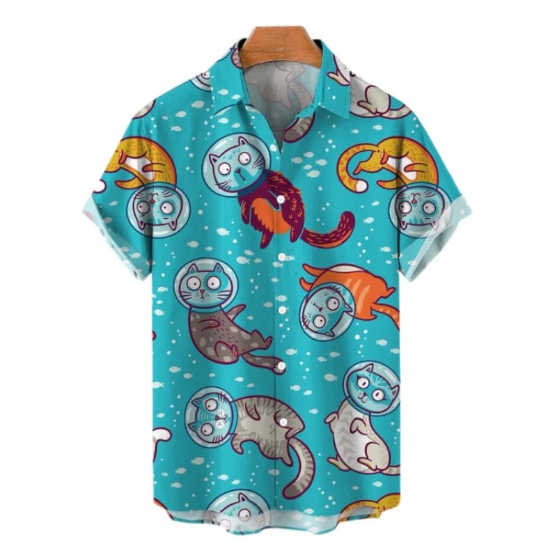 Cat Pattern Masculina Summer Hawaiian Shirt