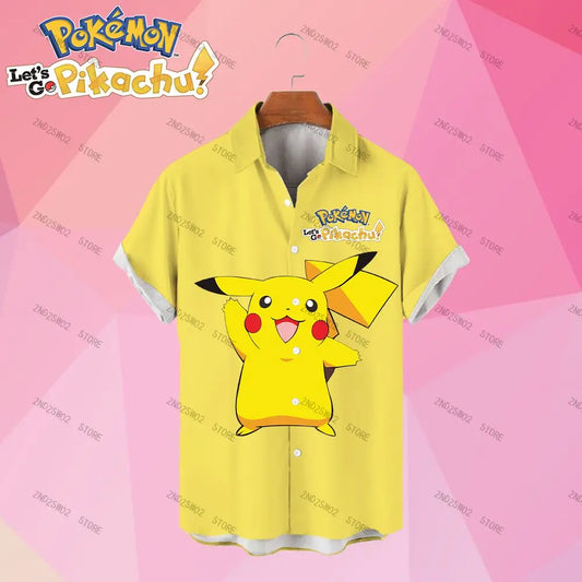 Pikachu Pokemon Cute Pose Printed Funny Hawaiian Shirt