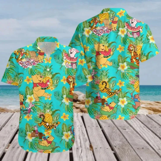 Winnie the Pooh and Tigger Too Summer Beach Theme Funny Disney Hawaiian Shirt