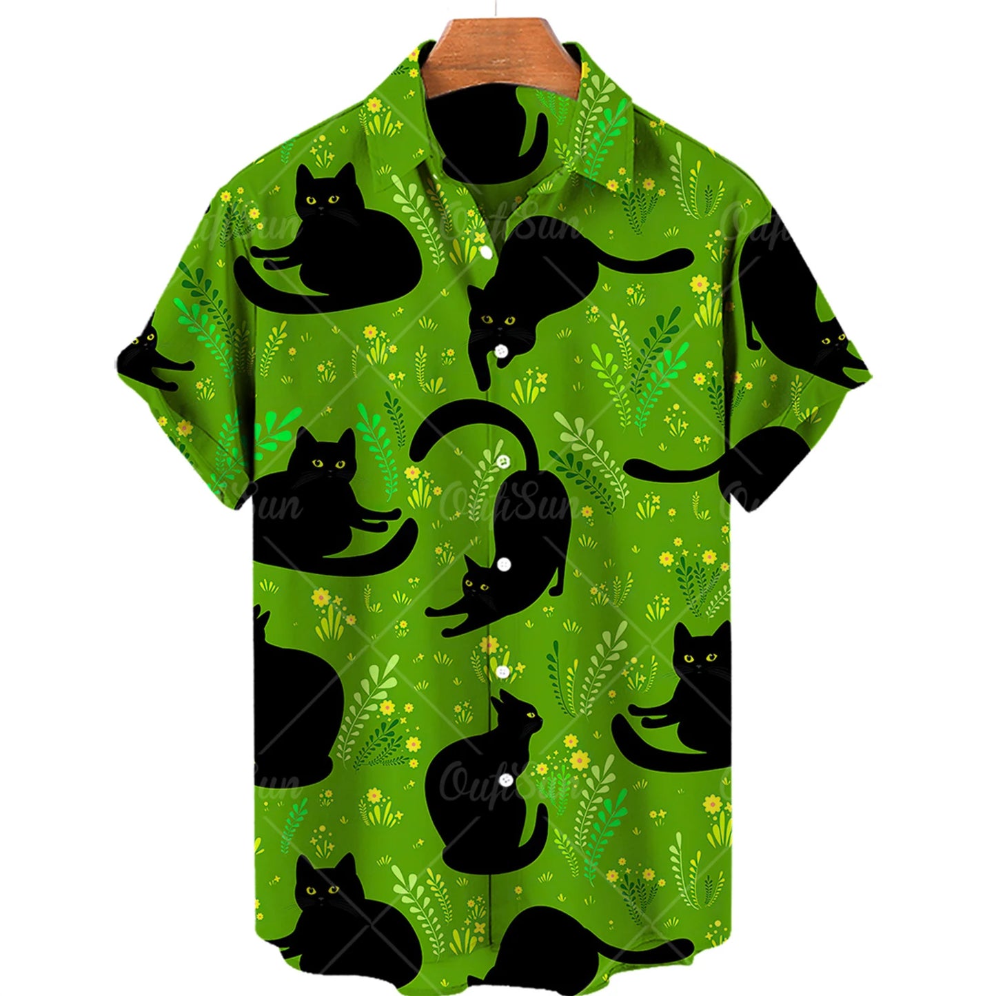 Men's and women's Cat Themed summer Stylle Casual Hawaiian Beach Shirt