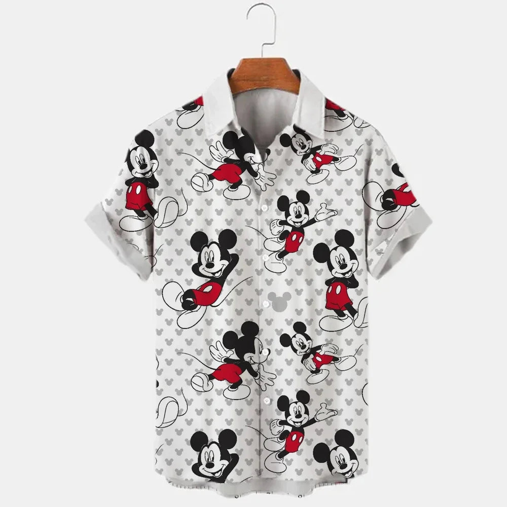 Disney Mickey Mouse Face Printed Colorful Hawaiian Shirt