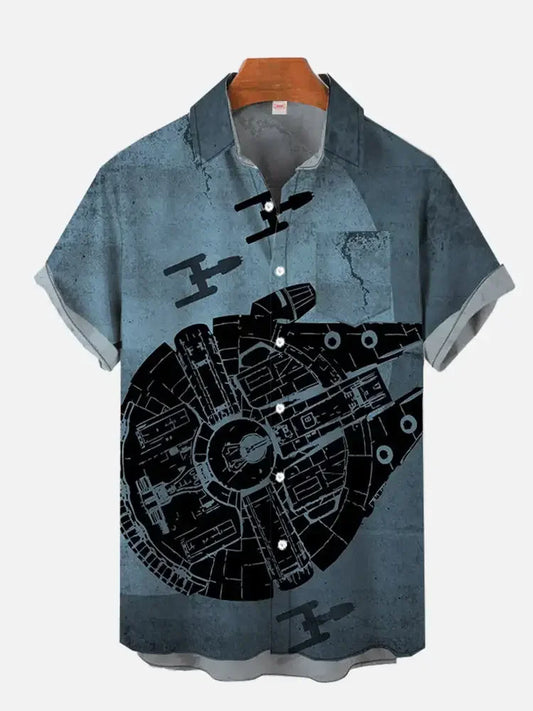 Star Wars Ebon Hawk Spaceship Printed Summer Beach Style Hawaiian Shirt