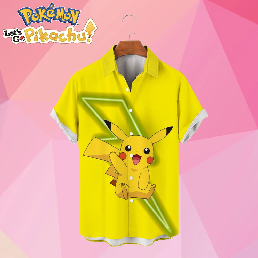 Summer Beach Style Funny Pikachu Pokémon Printed Hawaiian Shirt