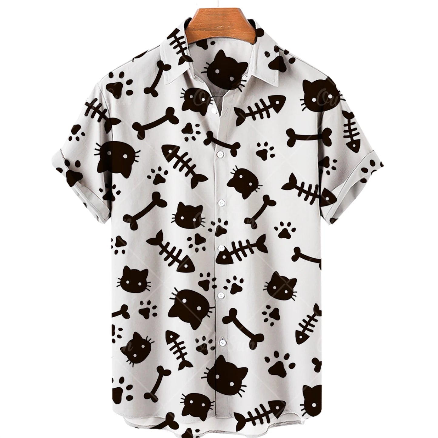 Men's and women's Cat Themed summer Stylle Casual Hawaiian Beach Shirt