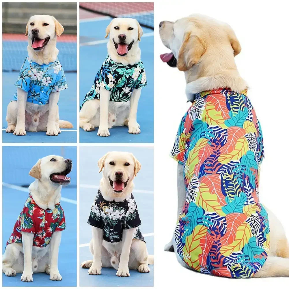 Hawaiian Style Small to Medium Sized Dog Beach Pineapple and Floral Pattern Shirt