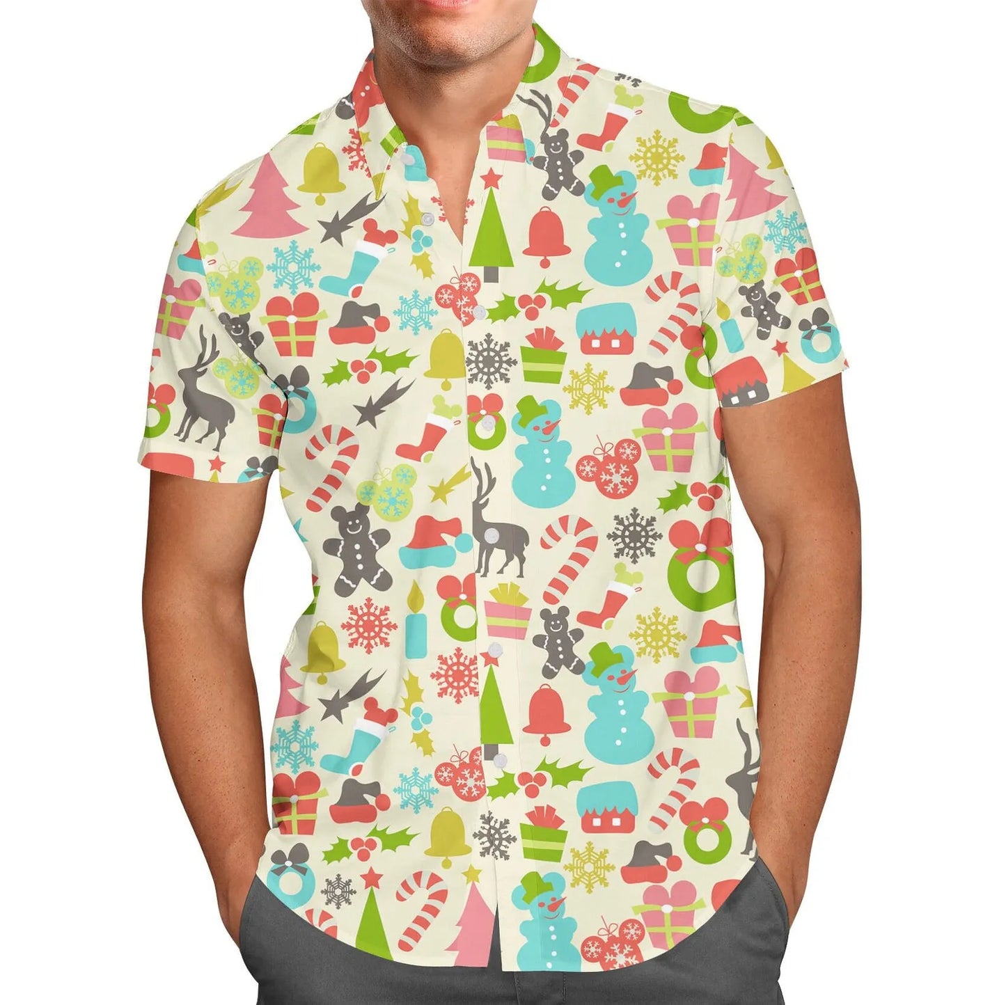 Mickey Mouse And Friends Disney Christmas Style Hawaiian Casual Beach Shirt