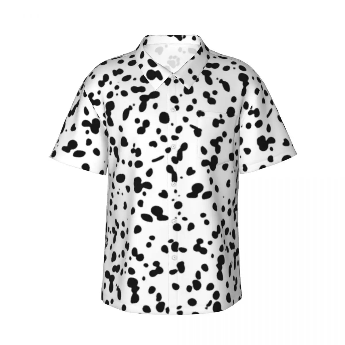 Black and Golden Dog Patterns Men's Beach Style Casual Short Sleeve Shirt