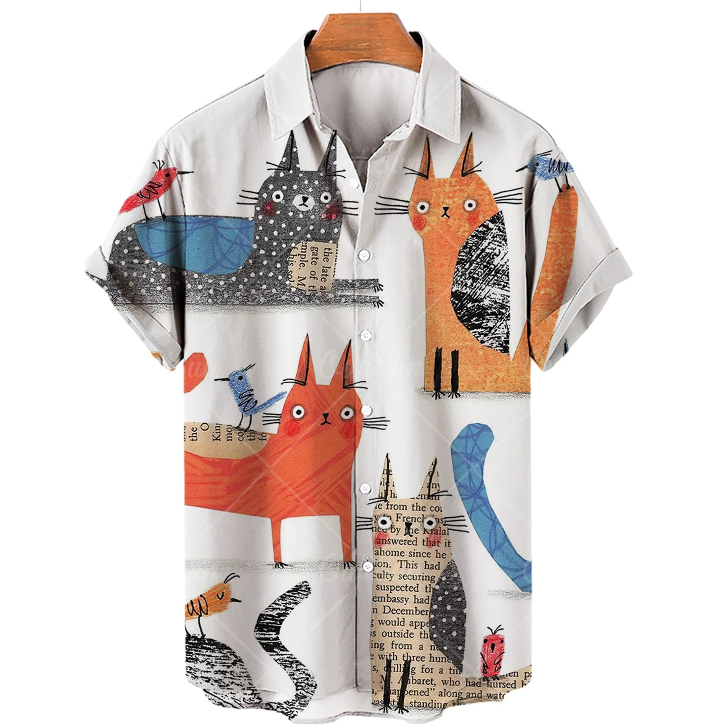 Cat Pattern Masculina Summer Hawaiian Shirt