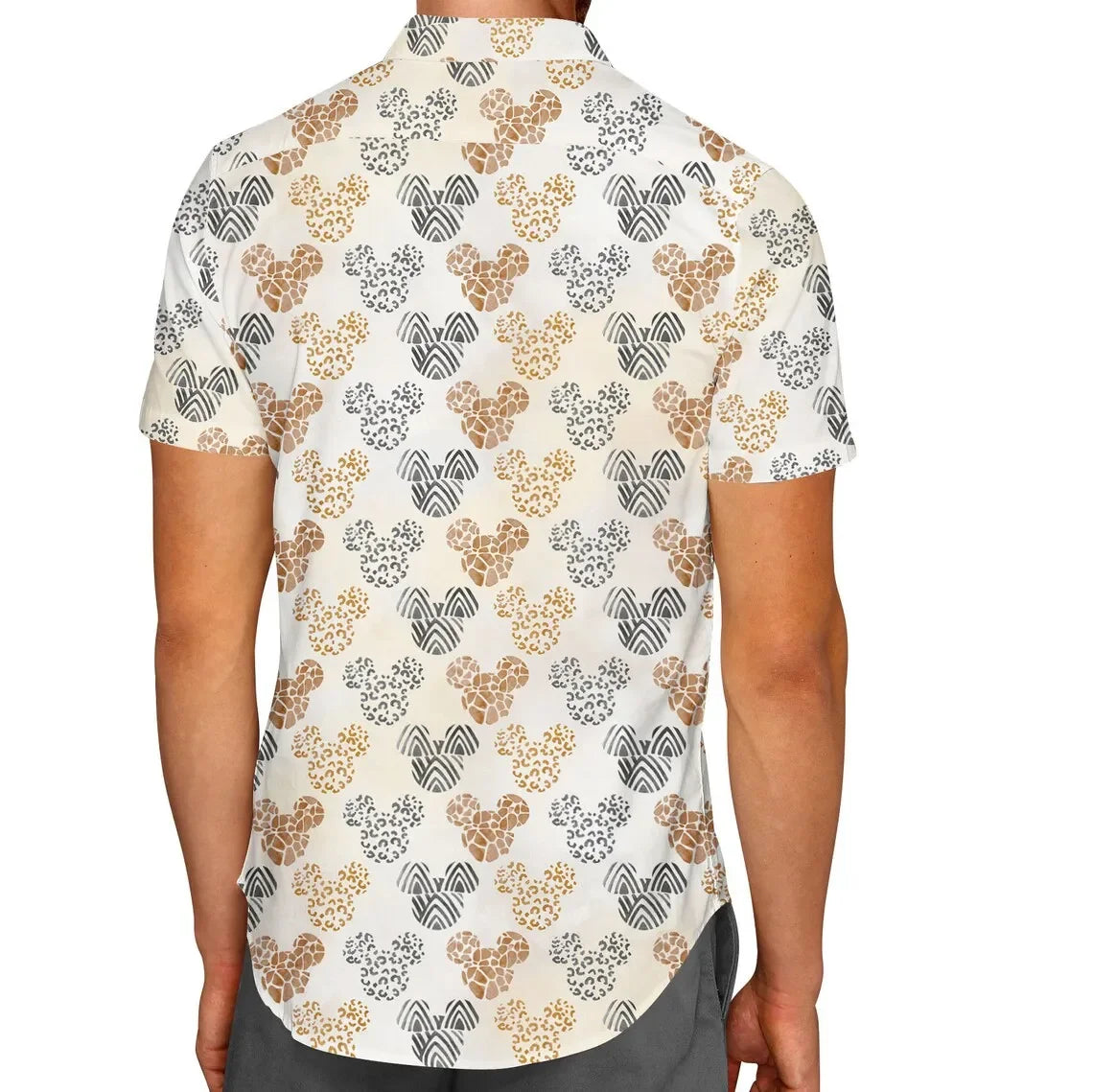 Men's Button-Up Mickey Mouse Patterns Business Casual Beach Shirt