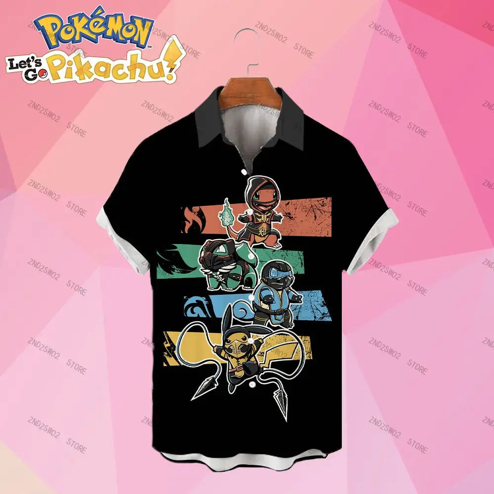 Popular Pokémons Angry Looks Printed Hawaiian Shirt