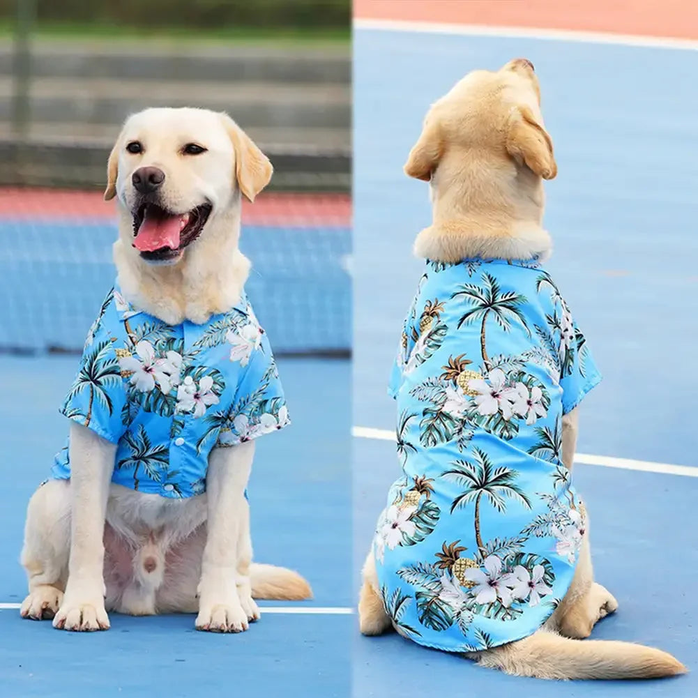 Hawaiian Style Small to Medium Sized Dog Beach Pineapple and Floral Pattern Shirt