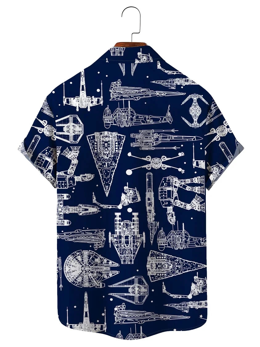 Star Wars All Spaceships Model Printed Retro Blue Hawaiian Shirt