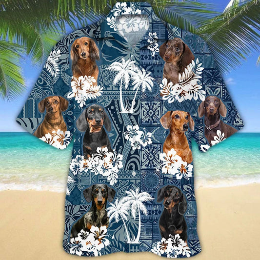 Coconut Plants with Dog Faces Style Beach-Themed Unisex Hawaiian Shirt