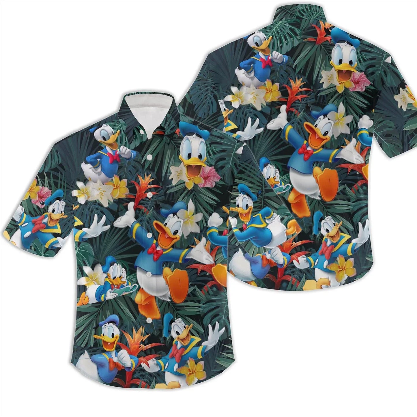 Hawaiian Style Donald Duck Printed Funny Casual Shirt