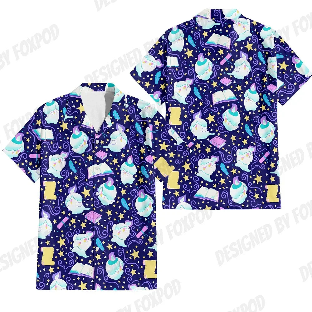 Various Types of Pokemon Printed Funny Hawaiian Beach Shirt