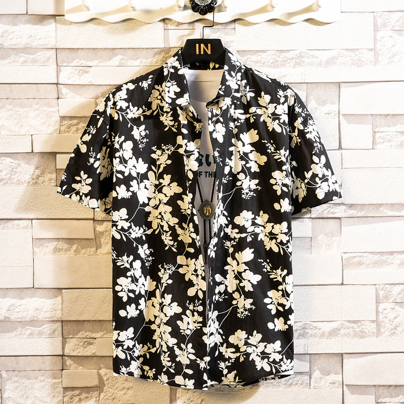Manches courtes colorées : chemise florale décontractée pour hommes