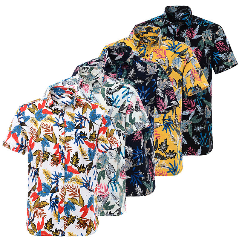 Men's tropical leaf printed short sleeve shirts collection