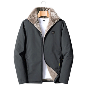 Cotton padded fleece jacket for men, featuring a stylish fur collar