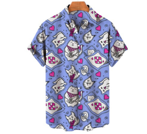 3D Printed Cat Hawaiian Shirt