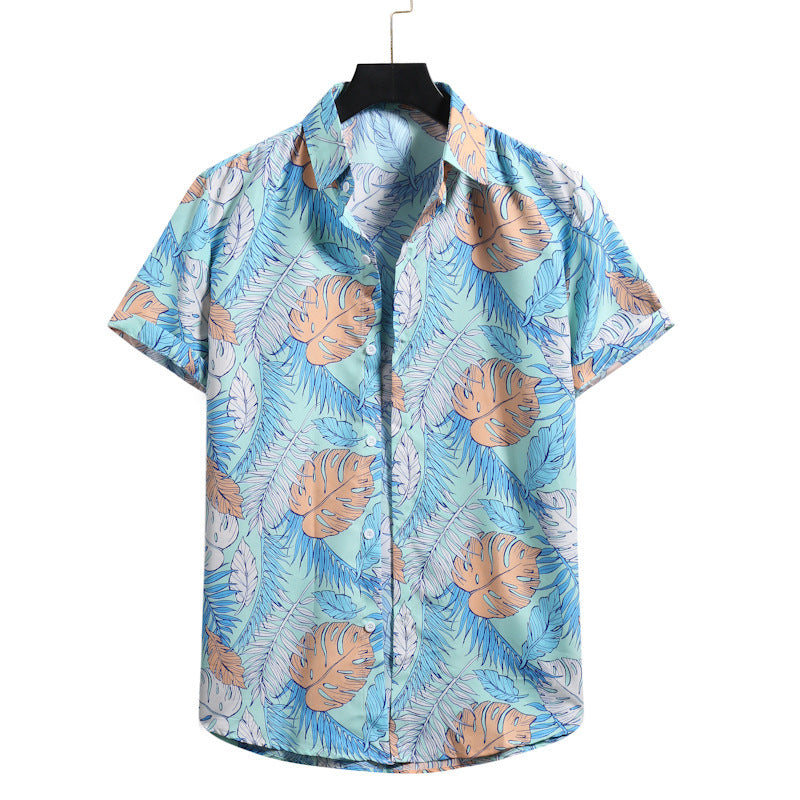 Spring And Summer New Men's Beach Flower Shirt Hawaiian Shirt